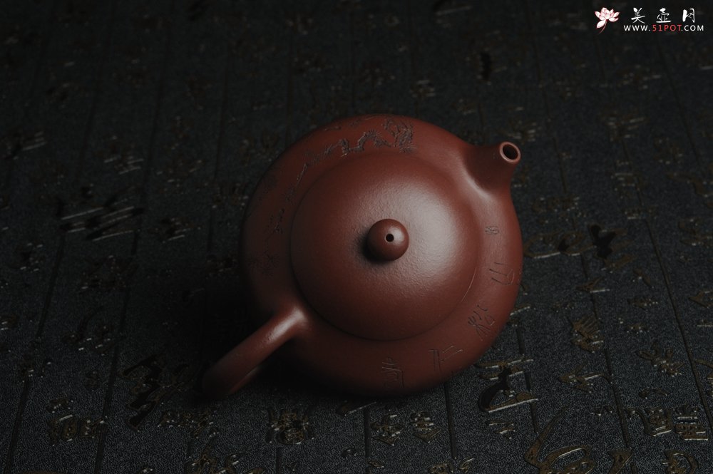 紫砂壶图片：油润底曹青 全手工矮文旦 装饰人物 特文气 - 宜兴紫砂壶网