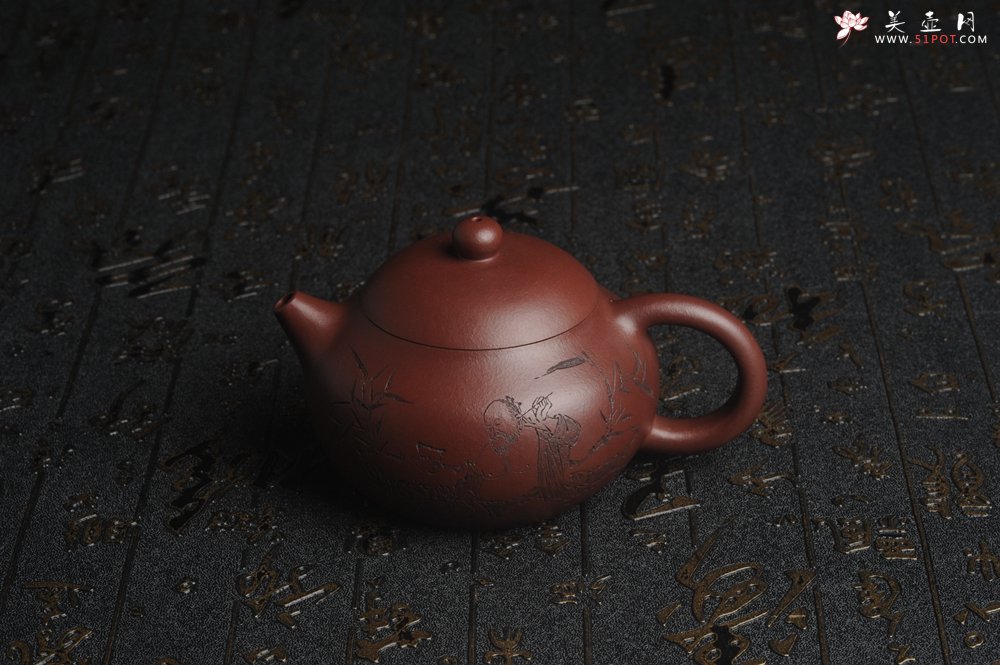 紫砂壶图片：【好壶已结缘 预定】油润底曹青 全手工高文旦 装饰人物 特文气 - 宜兴紫砂壶网