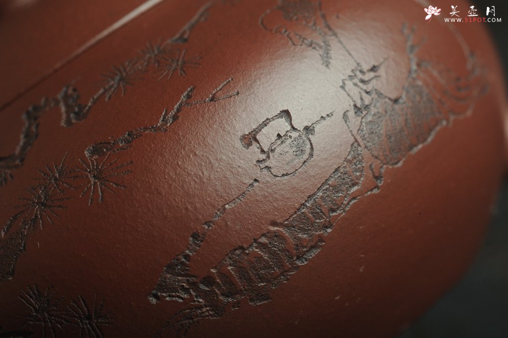 紫砂壶图片：油润底曹青 全手工矮文旦 装饰人物 特文气 - 宜兴紫砂壶网