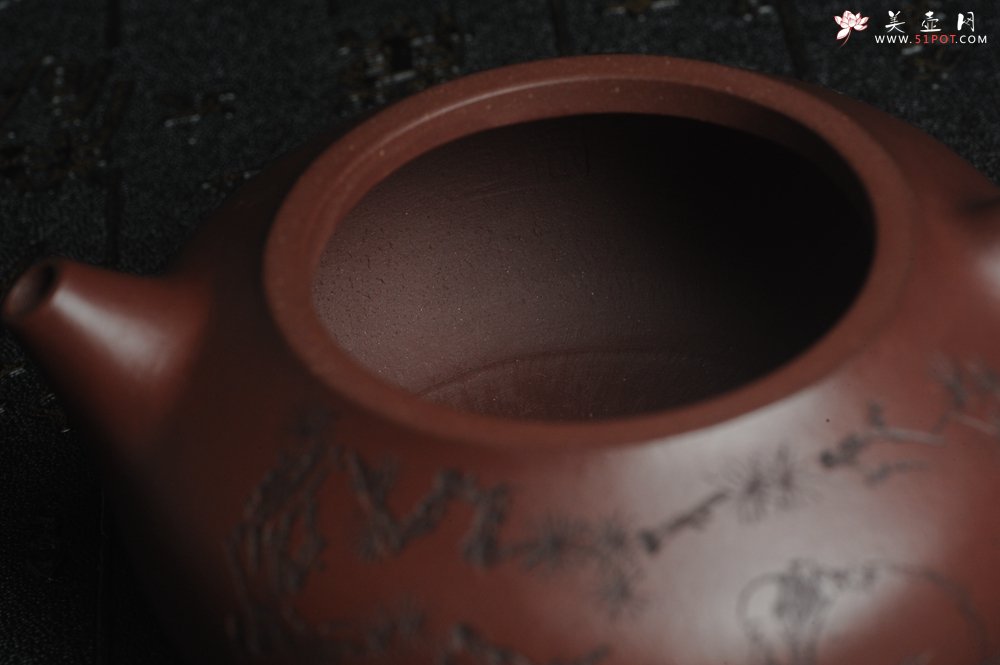 紫砂壶图片：油润底曹青 全手工矮文旦 装饰人物 特文气 - 宜兴紫砂壶网