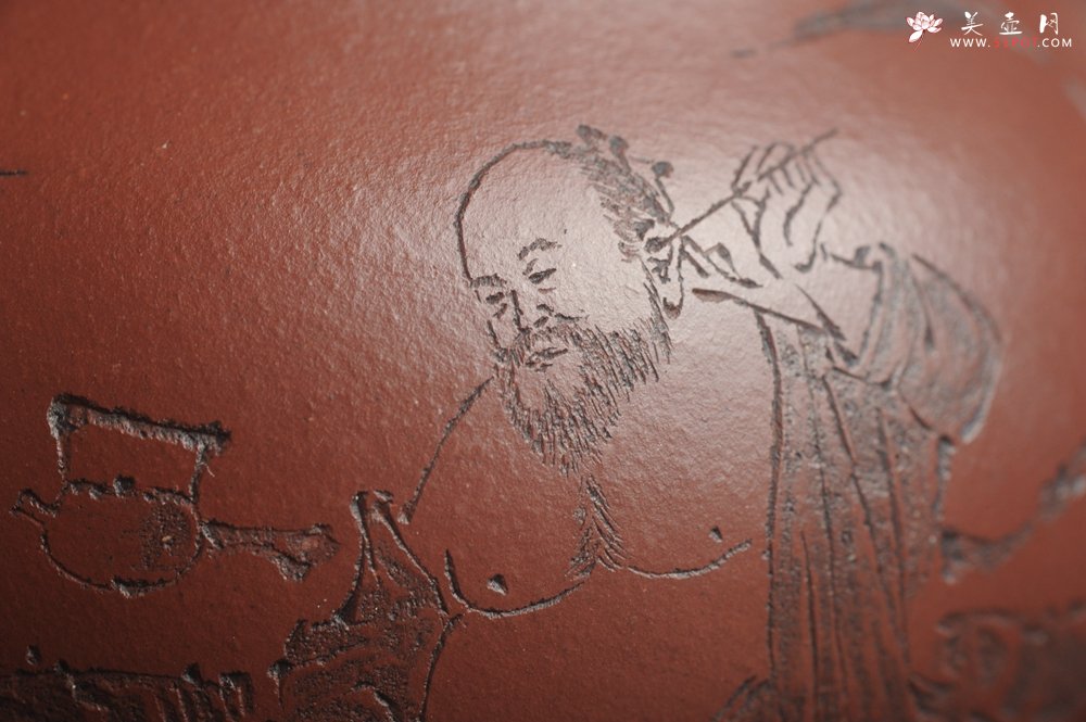 紫砂壶图片：【好壶已结缘 预定】油润底曹青 全手工高文旦 装饰人物 特文气 - 宜兴紫砂壶网