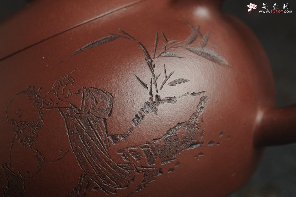 紫砂壶图片：【好壶已结缘 预定】油润底曹青 全手工高文旦 装饰人物 特文气 - 宜兴紫砂壶网