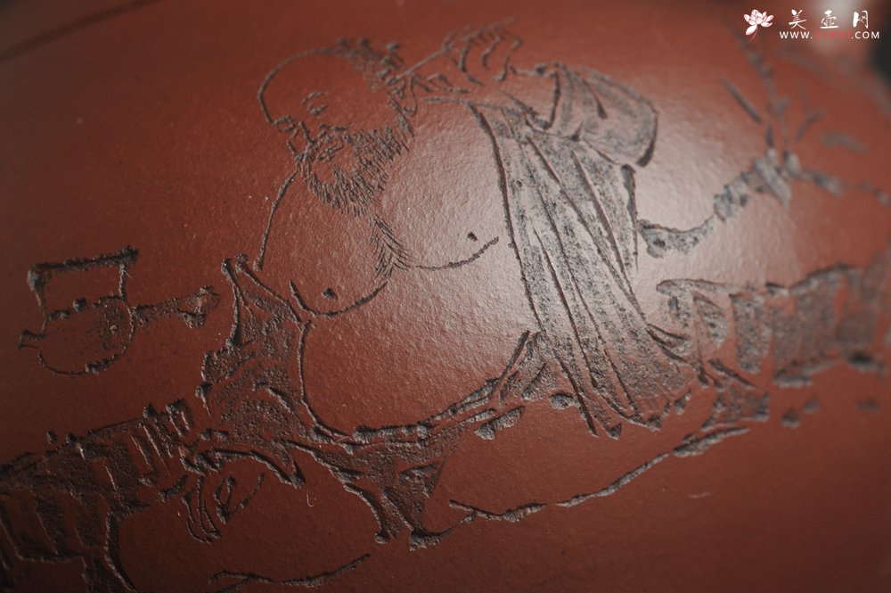 紫砂壶图片：【好壶已结缘 预定】油润底曹青 全手工高文旦 装饰人物 特文气 - 宜兴紫砂壶网