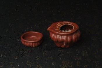 紫砂壶图片：精致特惠清水泥莲蓬公道杯快客杯一套 - 宜兴紫砂壶网