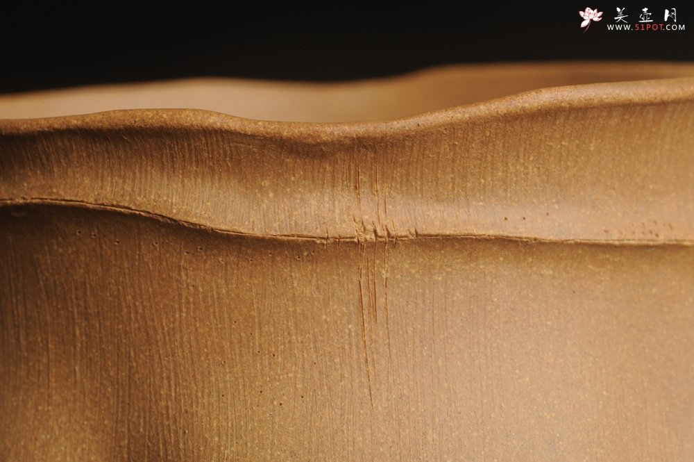紫砂壶图片：全手大容量特好老黄段泥竹段公道杯 难度大 肌理丰富生动 - 宜兴紫砂壶网