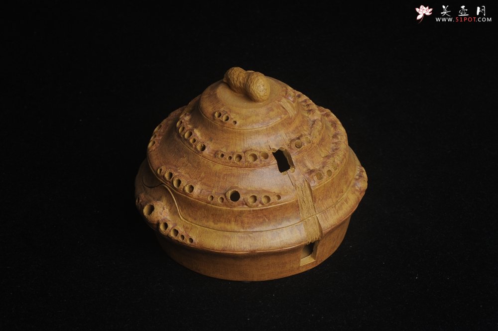 紫砂壶图片：特惠精致文气雅致竹节香炉 肌理逼真 - 宜兴紫砂壶网