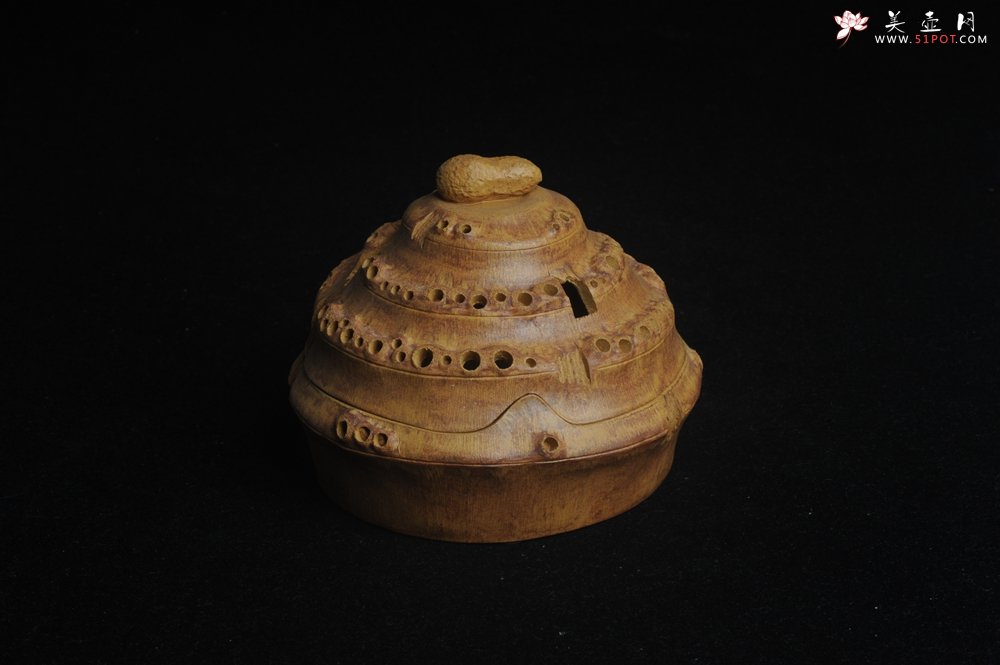 紫砂壶图片：特惠精致文气雅致竹节香炉 肌理逼真 - 宜兴紫砂壶网