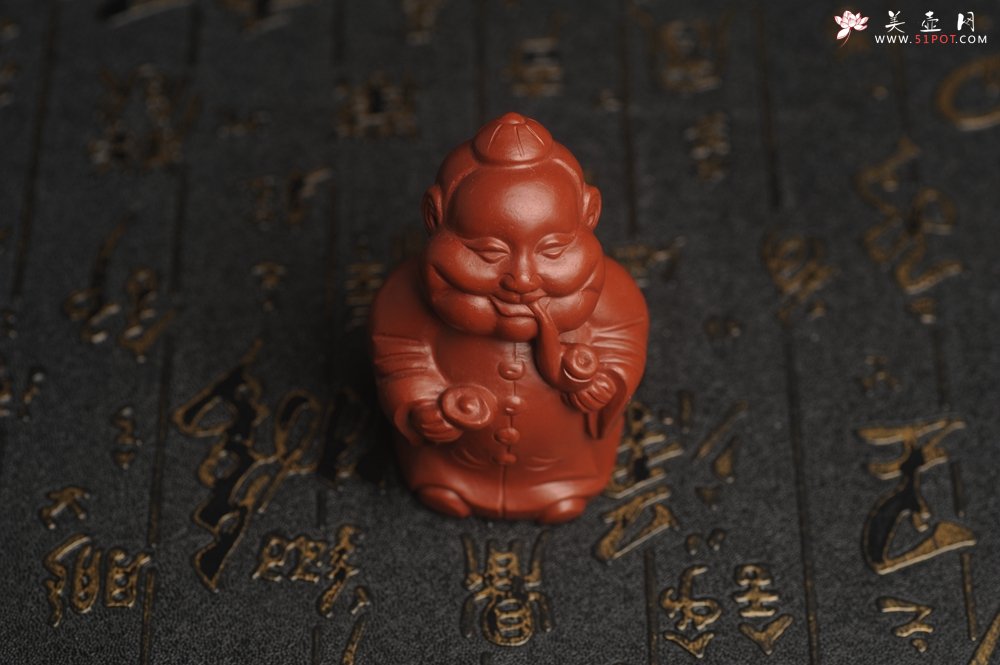 紫砂壶图片：美宠特惠 精致大红袍朱泥大财主紫砂茶宠 发发发 高6.8cm - 宜兴紫砂壶网
