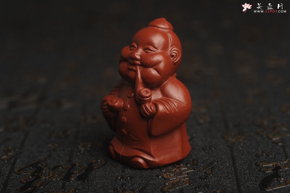 紫砂壶图片：美宠特惠 精致大红袍朱泥大财主紫砂茶宠 发发发 高6.8cm - 宜兴紫砂壶网