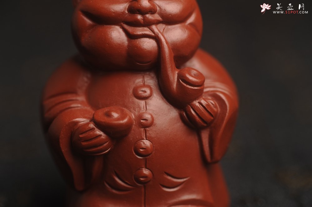 紫砂壶图片：美宠特惠 精致大红袍朱泥大财主紫砂茶宠 发发发 高6.8cm - 宜兴紫砂壶网