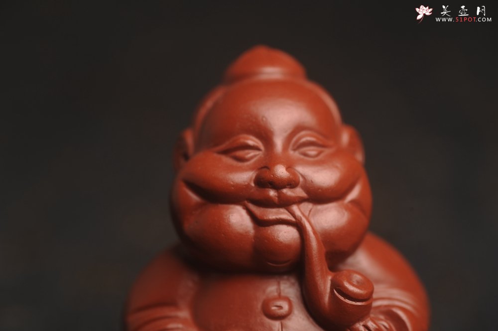 紫砂壶图片：美宠特惠 精致大红袍朱泥大财主紫砂茶宠 发发发 高6.8cm - 宜兴紫砂壶网