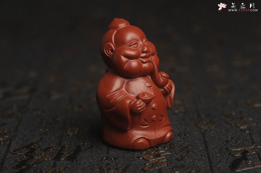 紫砂壶图片：美宠特惠 精致大红袍朱泥大财主紫砂茶宠 发发发 高6.8cm - 宜兴紫砂壶网