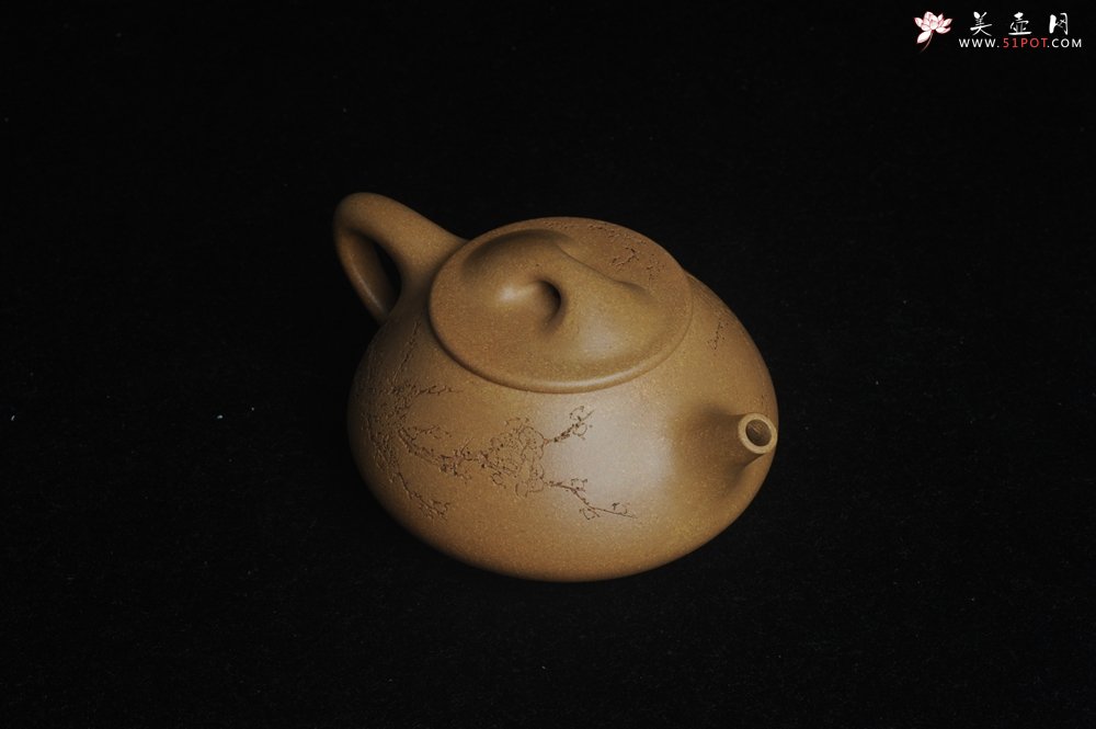 紫砂壶图片：潜力股周小培全手工老黄段泥（家藏老料 油润无比 识者自知）景舟石瓢 装饰梅花香图 文气 - 宜兴紫砂壶网