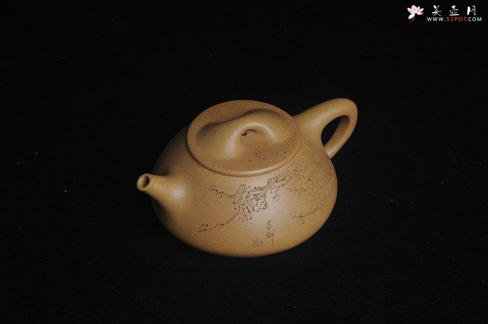 紫砂壶图片：潜力股周小培全手工老黄段泥（家藏老料 油润无比 识者自知）景舟石瓢 装饰梅花香图 文气 - 宜兴紫砂壶网