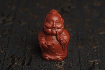 紫砂壶图片：美宠特惠 精致大红袍朱泥大财主紫砂茶宠 发发发 高6.8cm - 宜兴紫砂壶网