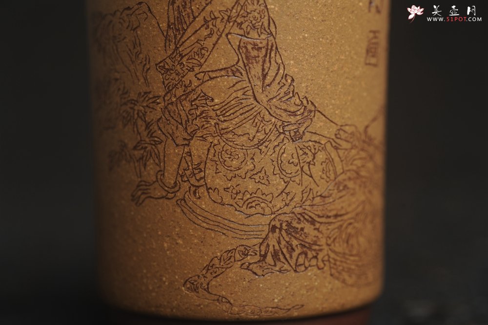 紫砂壶图片：美杯国庆特惠 精品好泥好工好刻雅致西施浣纱主人杯 茶人醉爱 - 宜兴紫砂壶网