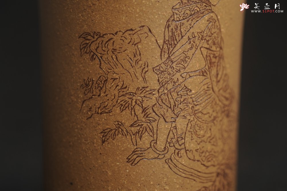 紫砂壶图片：美杯国庆特惠 精品好泥好工好刻雅致西施浣纱主人杯 茶人醉爱 - 宜兴紫砂壶网