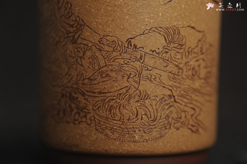 紫砂壶图片：美杯国庆特惠 精品好泥好工好刻雅致西施浣纱主人杯 茶人醉爱 - 宜兴紫砂壶网