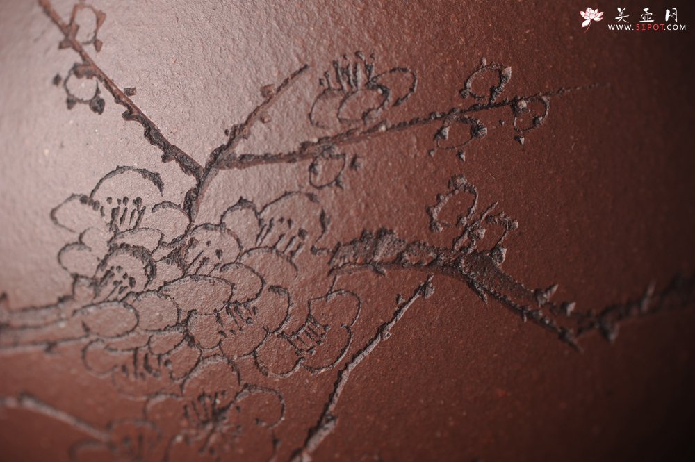 紫砂壶图片：美壶国庆特惠 工料俱佳满瓢（霸王石瓢）装饰通转梅花 特文气 - 宜兴紫砂壶网