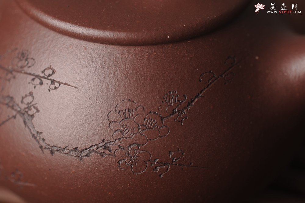 紫砂壶图片：美壶国庆特惠 工料俱佳满瓢（霸王石瓢）装饰通转梅花 特文气 - 宜兴紫砂壶网