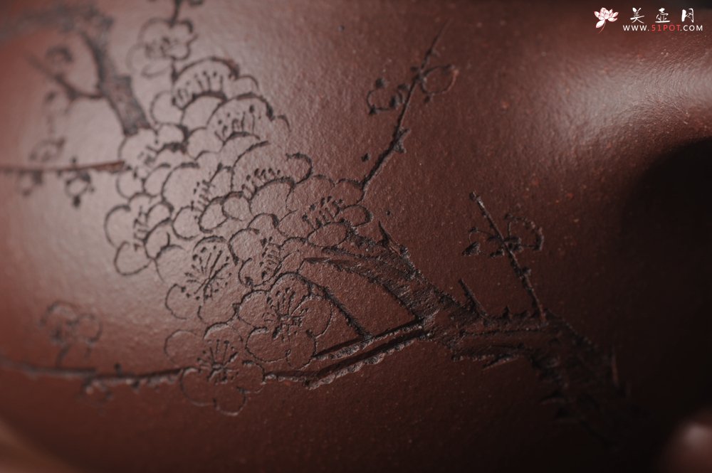 紫砂壶图片：美壶国庆特惠 工料俱佳满瓢（霸王石瓢）装饰通转梅花 特文气 - 宜兴紫砂壶网