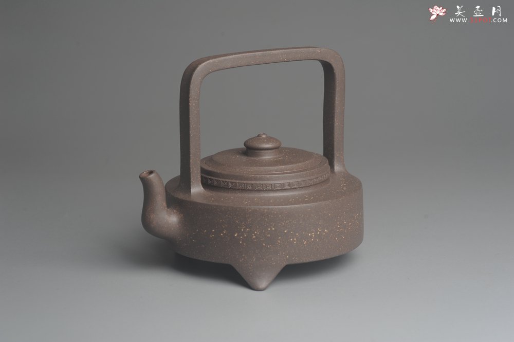 紫砂壶图片：美壶特惠 精致青灰段泥繁星提梁壶 茶人醉爱 - 宜兴紫砂壶网