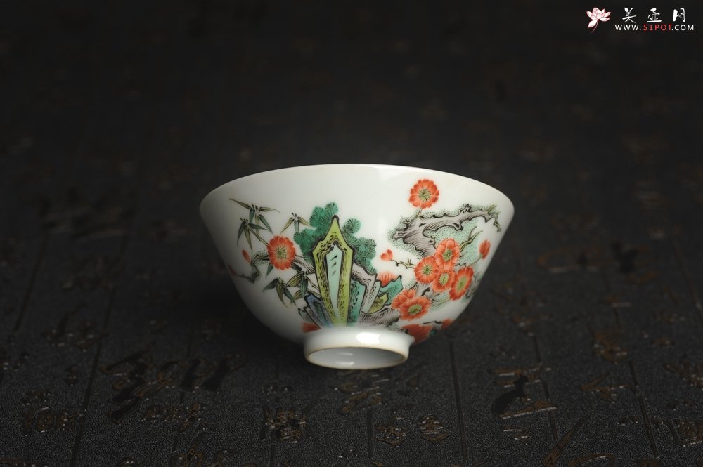 紫砂壶图片：玄辰器  精品古彩岁寒三友主人杯压手杯 景德镇茶杯 茶人醉爱 - 宜兴紫砂壶网