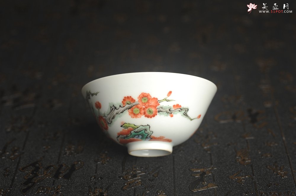 紫砂壶图片：玄辰器  精品古彩岁寒三友主人杯压手杯 景德镇茶杯 茶人醉爱 - 宜兴紫砂壶网