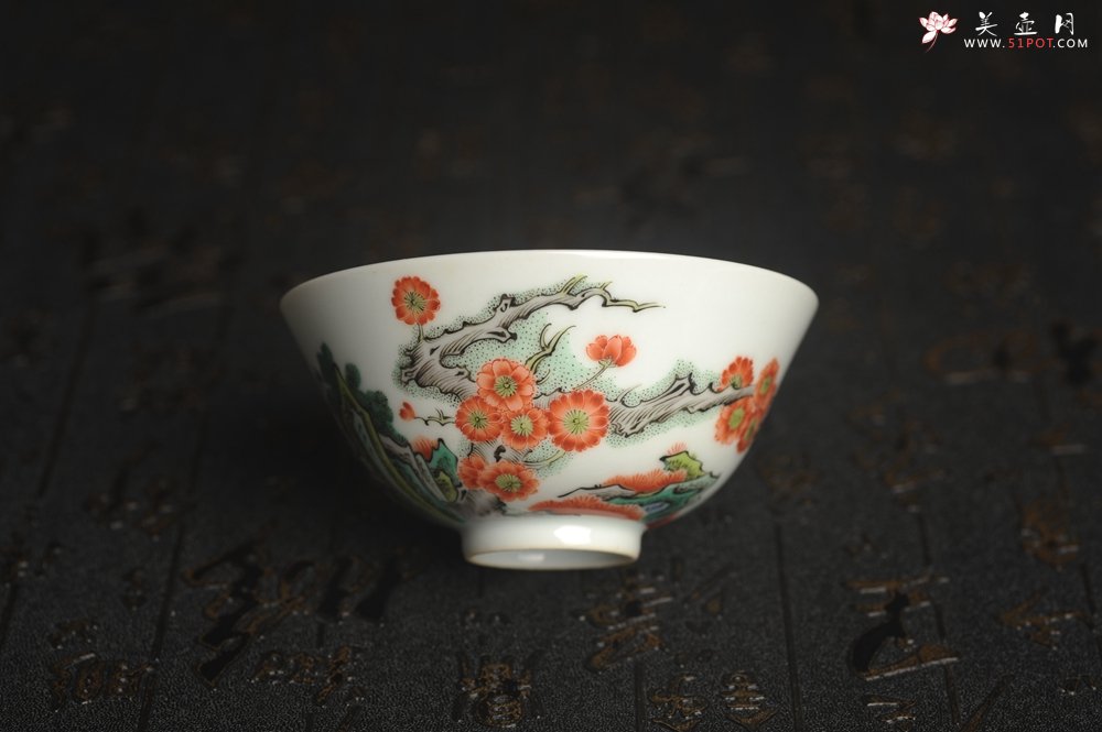 紫砂壶图片：玄辰器  精品古彩岁寒三友主人杯压手杯 景德镇茶杯 茶人醉爱 - 宜兴紫砂壶网