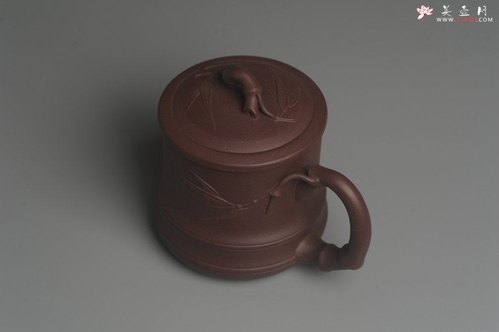 紫砂壶图片：美杯年底特惠 精工好料优质紫泥竹节杯盖杯 送礼自用佳品 - 宜兴紫砂壶网