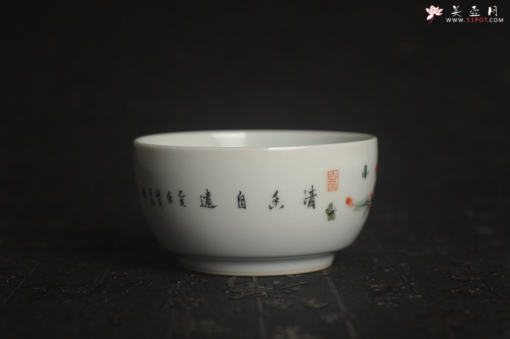 紫砂壶图片：玄辰器 精品古彩 清风自远 主人杯压手杯 景德镇茶杯 茶人醉爱 - 宜兴紫砂壶网