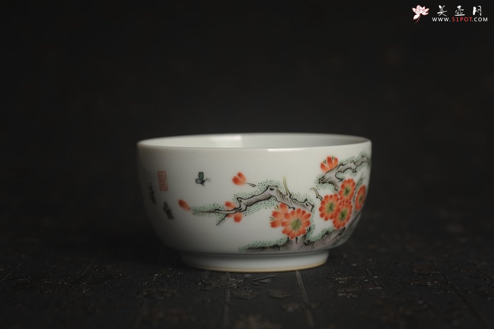 紫砂壶图片：玄辰器 精品古彩 清风自远 主人杯压手杯 景德镇茶杯 茶人醉爱 - 宜兴紫砂壶网