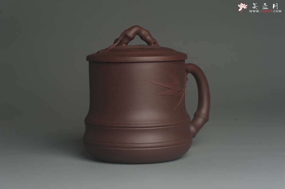 紫砂壶图片：美杯年底特惠 精工好料优质紫泥竹节杯盖杯 送礼自用佳品 - 宜兴紫砂壶网