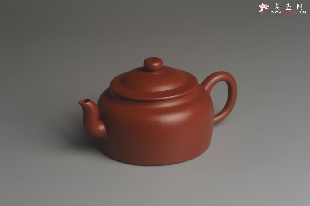 紫砂壶图片：小煤窑朱泥精工全手小旭帽壶 茶人醉爱 - 宜兴紫砂壶网