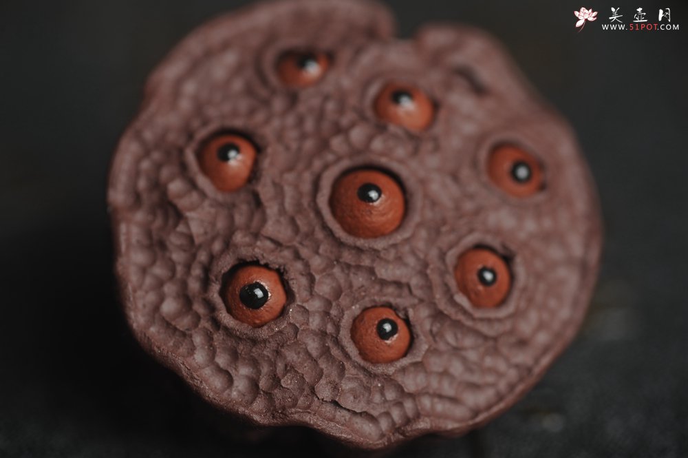 紫砂壶图片：美宠特惠 精致迷你紫泥小莲蓬茶宠摆件 莲子可动有趣 直径3.8cm高2.8cm左右 - 宜兴紫砂壶网