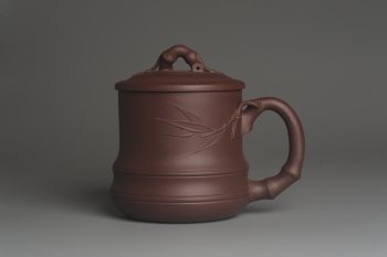 紫砂壶图片：美杯年底特惠 精工好料优质紫泥竹节杯盖杯 送礼自用佳品 - 宜兴紫砂壶网