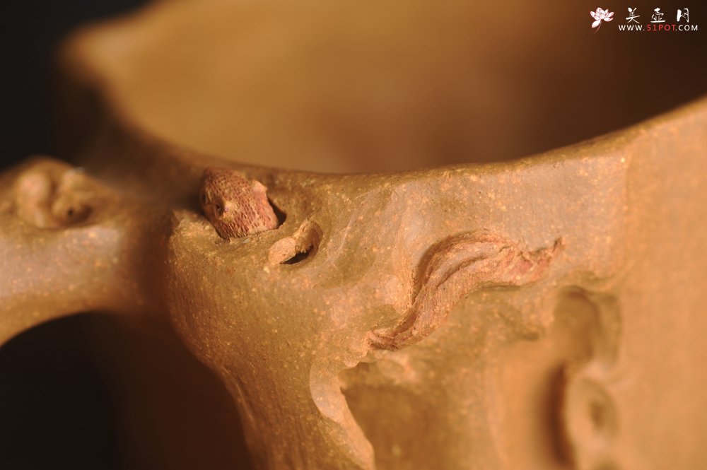 紫砂壶图片：美杯精品特惠 实力演绎全手工老黄段泥松鼠杯 松鼠灵动 贴叶生动 不失为一把好杯 - 宜兴紫砂壶网