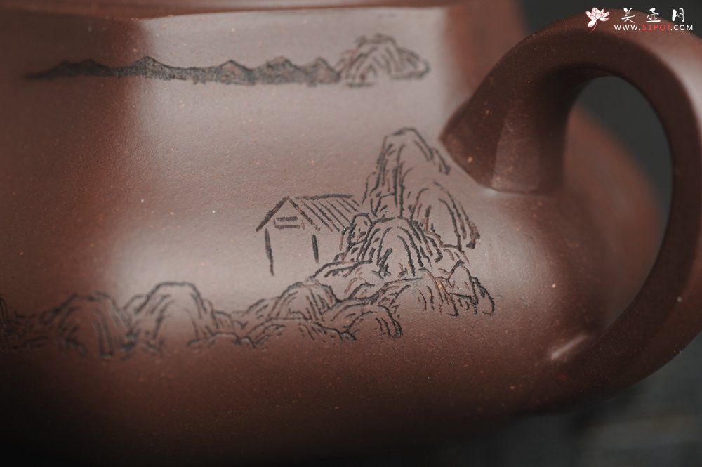 紫砂壶图片：美壶特惠 精致老紫泥六方福缘壶 茶人醉爱 - 宜兴紫砂壶网