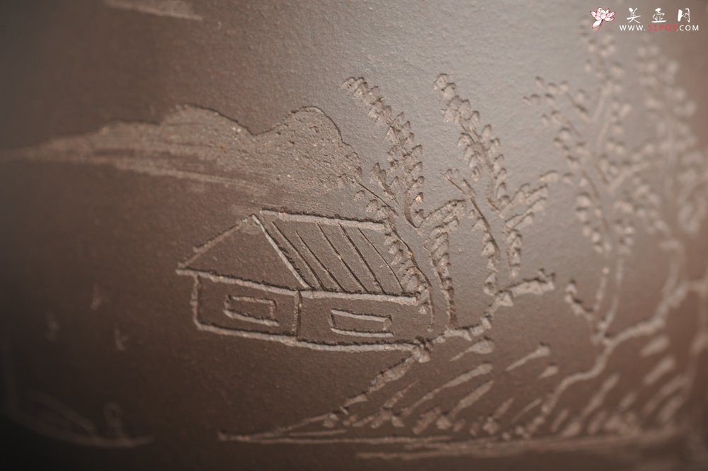 紫砂壶图片：年底纯福利特惠 优质紫泥 山水厚实盖杯 特文气 - 宜兴紫砂壶网