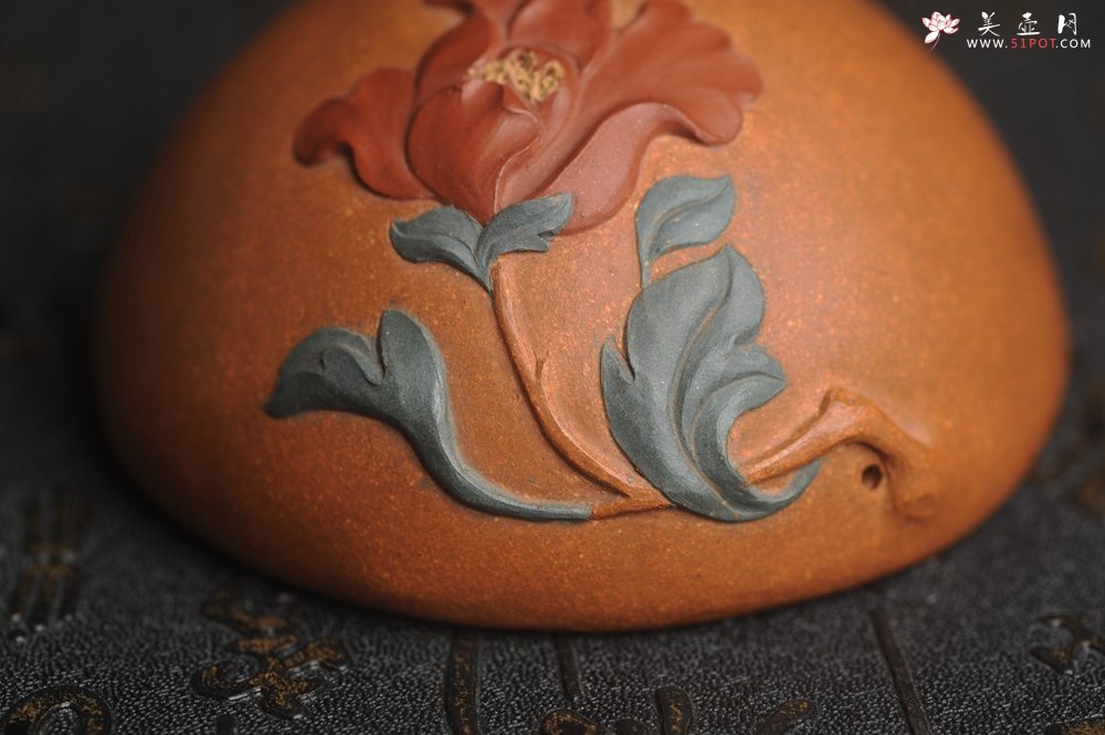 紫砂壶图片：美宠特惠 精致全手工 牡丹贴花特灵动 盖托 茶宠摆件直径8.5cm高5cm - 宜兴紫砂壶网