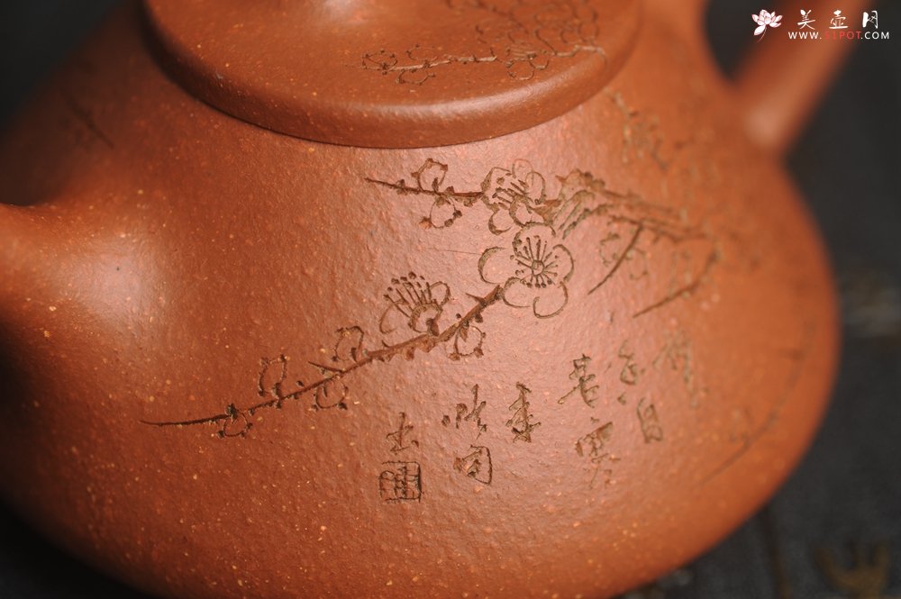 紫砂壶图片：美壶特惠 超精致特好降坡泥小品子冶石瓢 通转梅花 特文气 - 宜兴紫砂壶网
