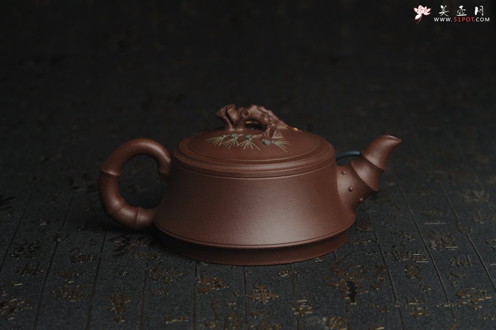 紫砂壶图片：美壶特惠 沈老师年末精工岁寒三友松竹梅 嵌盖难度大 文气雅致 - 宜兴紫砂壶网
