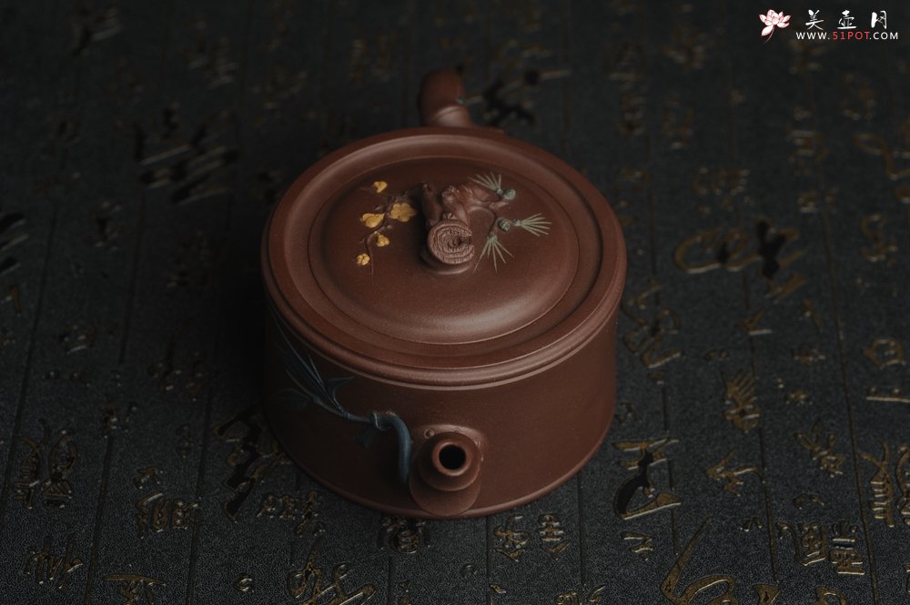 紫砂壶图片：美壶特惠 精工岁寒三友松竹梅竹段壶 嵌盖难度大 文气雅致 - 宜兴紫砂壶网