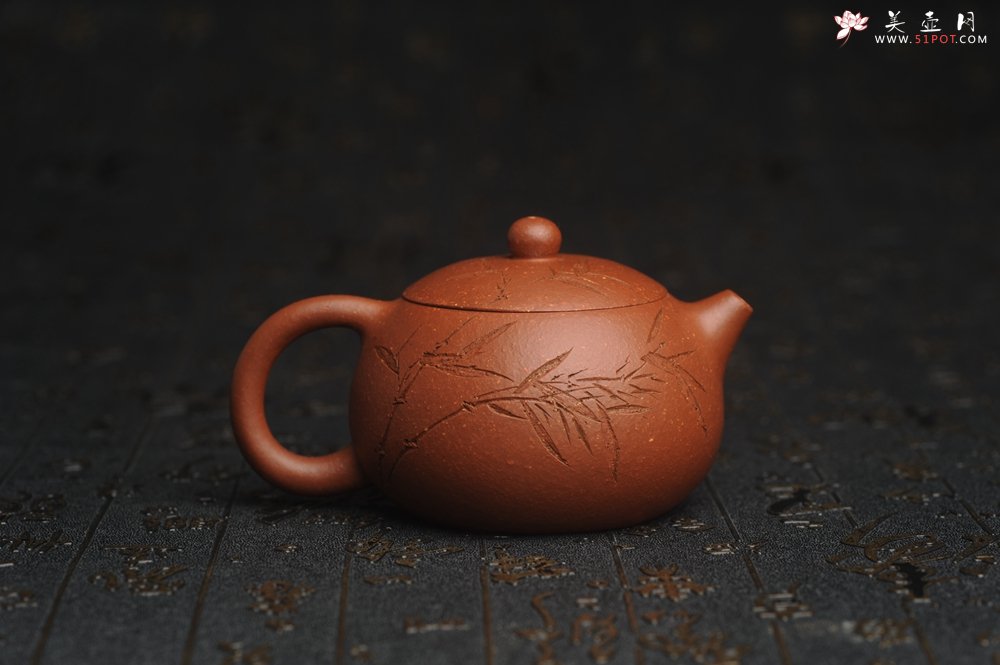 紫砂壶图片：油润降坡泥全手工小品西施壶 竹留清风 装饰居不可无竹 特文气 - 宜兴紫砂壶网