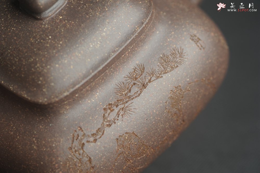 紫砂壶图片：实力派张海艳全手工特好老青灰段泥传炉壶 装饰人物 饮者寿 特文气 - 宜兴紫砂壶网