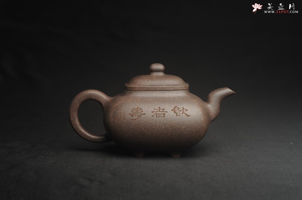 紫砂壶图片：实力派张海艳全手工特好老青灰段泥传炉壶 装饰人物 饮者寿 特文气 - 宜兴紫砂壶网