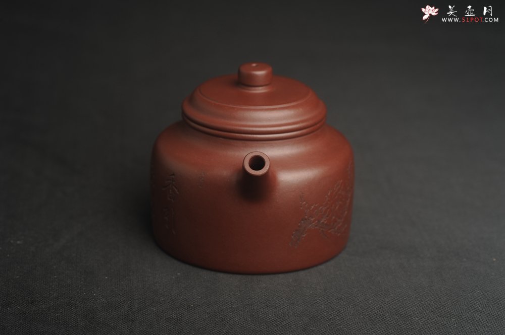 紫砂壶图片：油润黄龙山4号深井红皮龙 全手工德中壶 做工特好 喜上眉梢 - 宜兴紫砂壶网