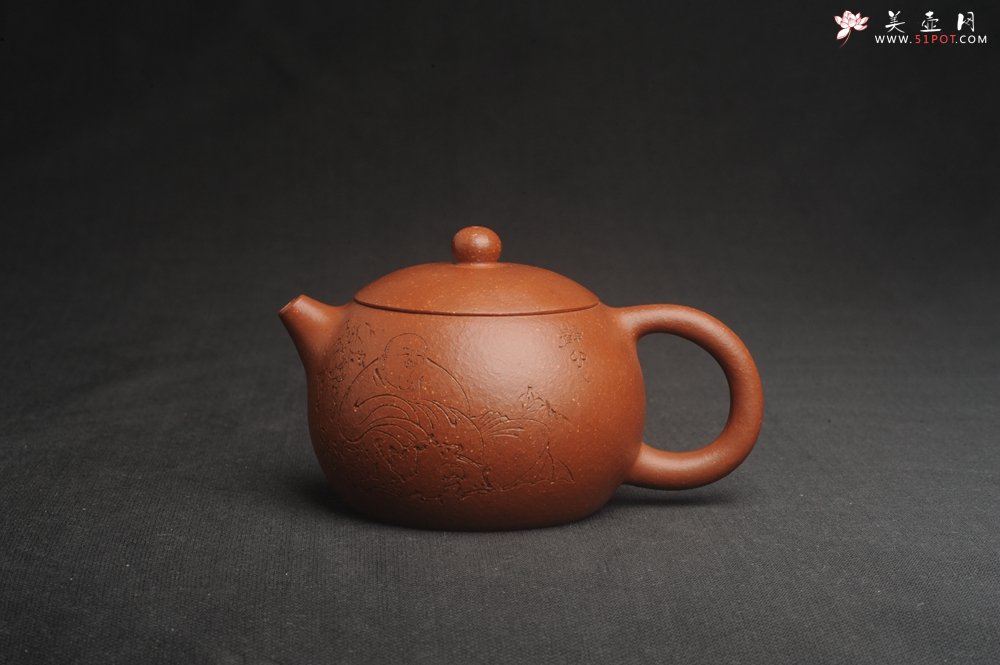 紫砂壶图片：油润降坡泥全手工小品西施壶 装饰静心图 心恬神宁 - 宜兴紫砂壶网