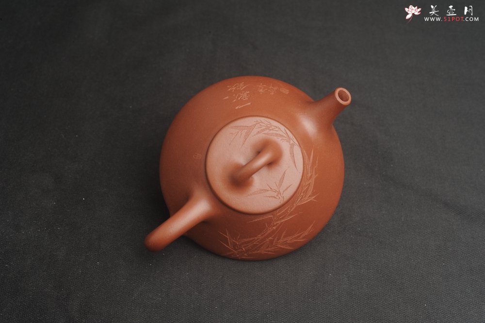 紫砂壶图片：特好底曹青全手工小品子冶石瓢茶壶 一票饮 刻竹特文气 - 宜兴紫砂壶网