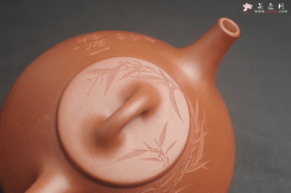 紫砂壶图片：特好底曹青全手工小品子冶石瓢茶壶 一票饮 刻竹特文气 - 宜兴紫砂壶网